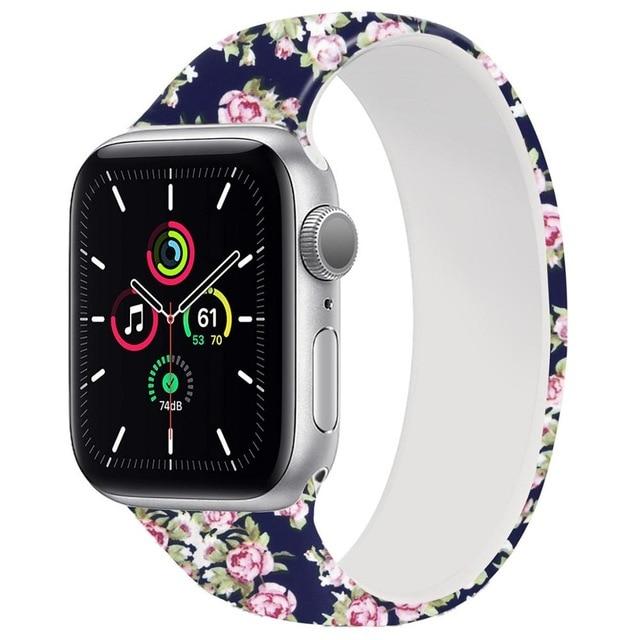 Home 7 / 38mm or 40mm / SS Solo Loop for Apple Watch Band 44mm 40mm 38mm 42mm Elastic Printed Silicone belt watchband bracelet iWatch serie 5/4/3/SE/6 Strap| |