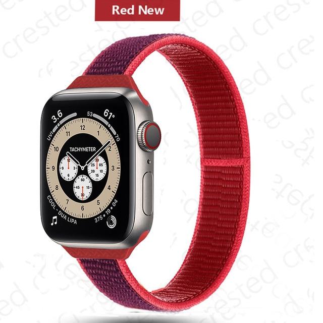 Watchbands 12 new red / 38mm-40mm Slim Strap for Apple watch band 44mm 40mm 42mm 38mm smartwatch wristband Nylon Sport Loop bracelet iWatch series 5 3 4 se 6 band|Watchbands|