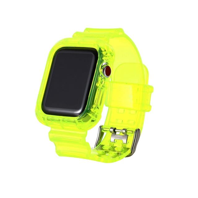 Watchbands Transparent yellow / 38MM New Transparent waterproof Strap for Apple Watch Band 38 40 42 44mm Silicone Transparent for Iwatch 6 SE Strap Series 2 3 4 5 6|Watchbands|