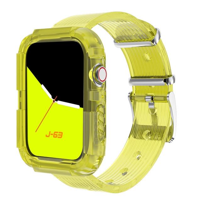 Watchbands Transparent yellow / 44mm series 654 SE Transparent Strap for Apple Watch Band 42mm 38mm Accessories Soft Silicone case+Bracelet band iWatch series 6 se 5 4 3 44mm 40mm|Watchbands|
