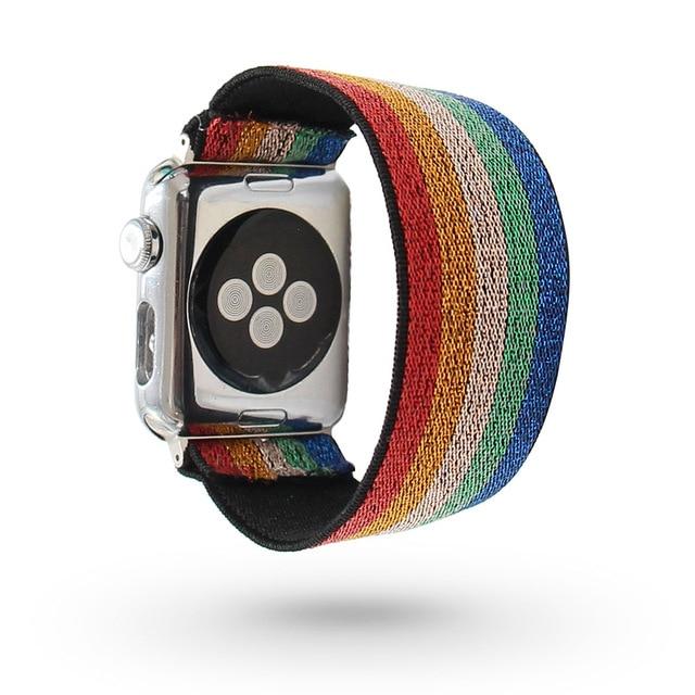 Watchbands 5colorRainbow / 38mm / 40mm S-M Bohemia Elastic Nylon Loop Strap for Apple Watch Band 38mm 40mm 42mm 44mm Iwatch 5/4/3 2 Man Women Watch Band for Apple Band|Watchbands