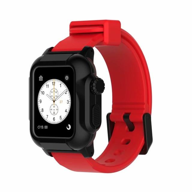 Watchbands Red Black case / 44mm  series 5 4 Waterproof strap for apple Watch 5 band 44mm 40m iWatch band 42mm Full Protector case+Luminous bracelet for apple watch 3 4 38mm|Watchbands|
