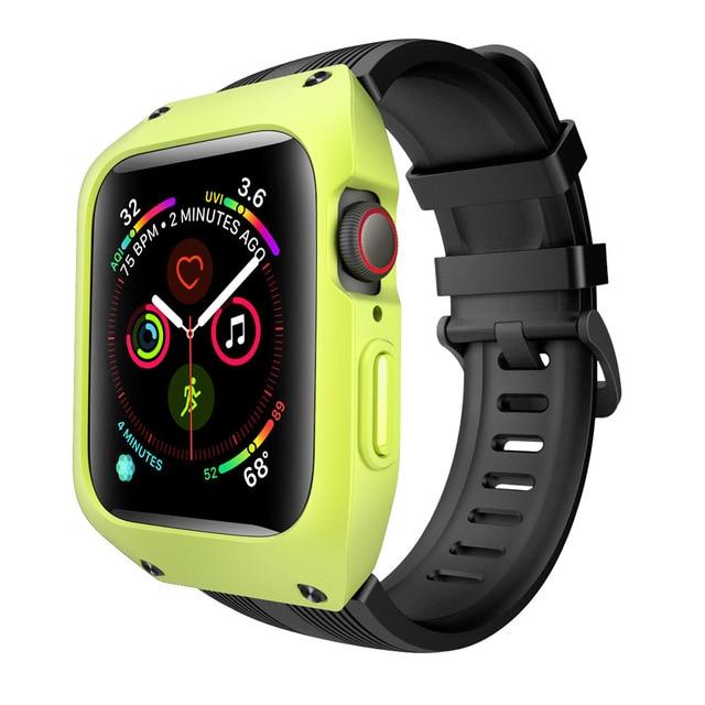 Watchbands green black / 44mm series 5 4 Case + strap Waterproof Apple Watch protective band, fits iWatch nike water sports Silicone bracelet Watchbands Series 5 4 3 38/40 42/44 mm|