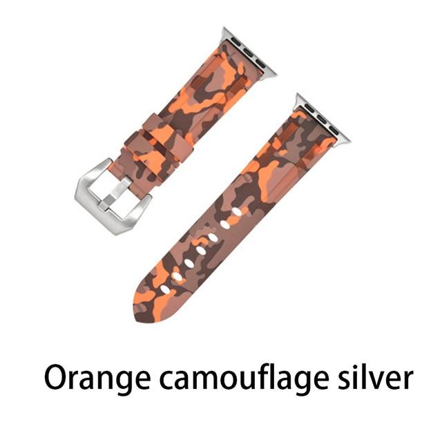 Watchbands Camouf orange black / 38MM or 40MM Camouflage Silicone Strap for Apple Watch 5 4 Band 44 Mm 40mm Sport Watchband Bracelet For IWatch Band 38mm 42mm Series 5 4 3 2|Watchbands|
