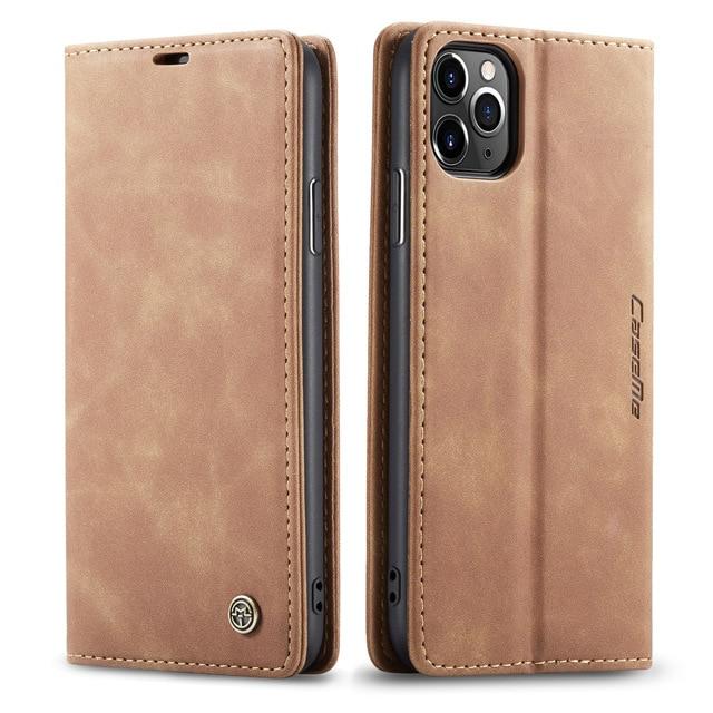 Wallet Cases for iPhone 11Pro Max / BROWN Leather Case for iPhone 12 11 Pro X XR XS Max,CaseMe Retro Purse Luxury Magneti Card Holder Wallet Cover For iPhone 8 7 6 Plus 5|Wallet Cases|