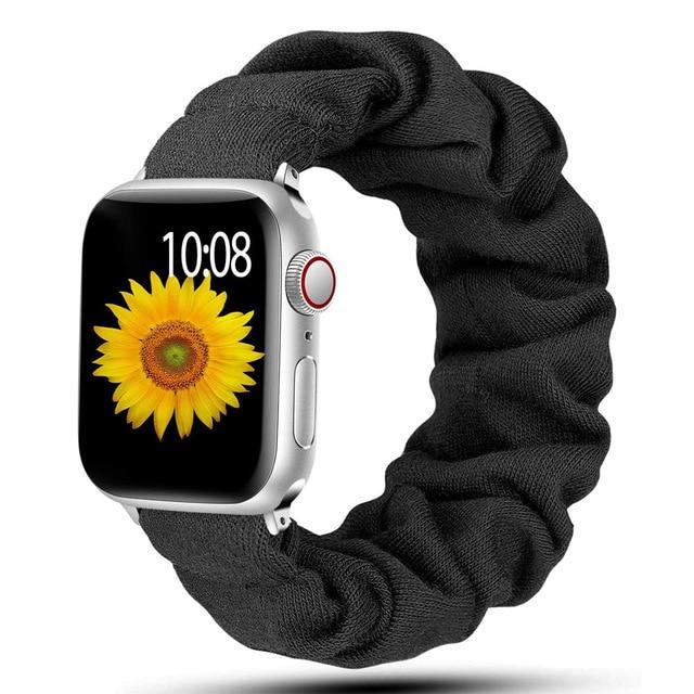Home Black / 38mm or 40mm / S   (119mm-160mm) Scrunchie Strap For Apple watch band 40mm 44mm 42mm 38mm 42 mm Elastic Nylon bracelet Solo Loop iWatch series 6 5 4 3 se band| |