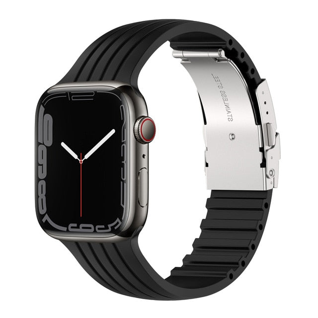 Stainless Steel Strap For Apple Watch Series 9 8 7 6 SE 45/44/42/41mm  Luxury Leather Metal Bracelet IWatch Ultra 2 49mm 40/38mm