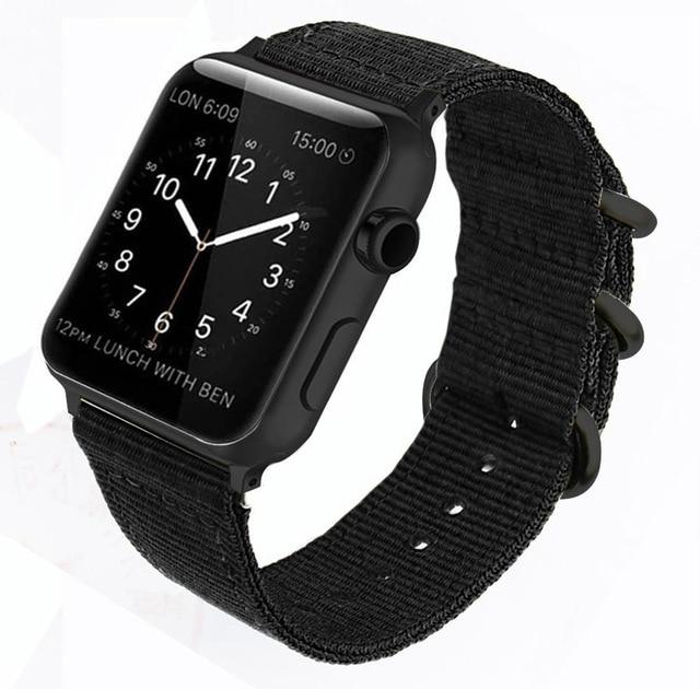 Watchbands Black / 38mm 40mm Nato strap For Apple watch band apple watch 5 3 4 band 44mm 40mm 42mm 38mm iwatch band correa woven nylon Bracelet Watchband|Watchbands
