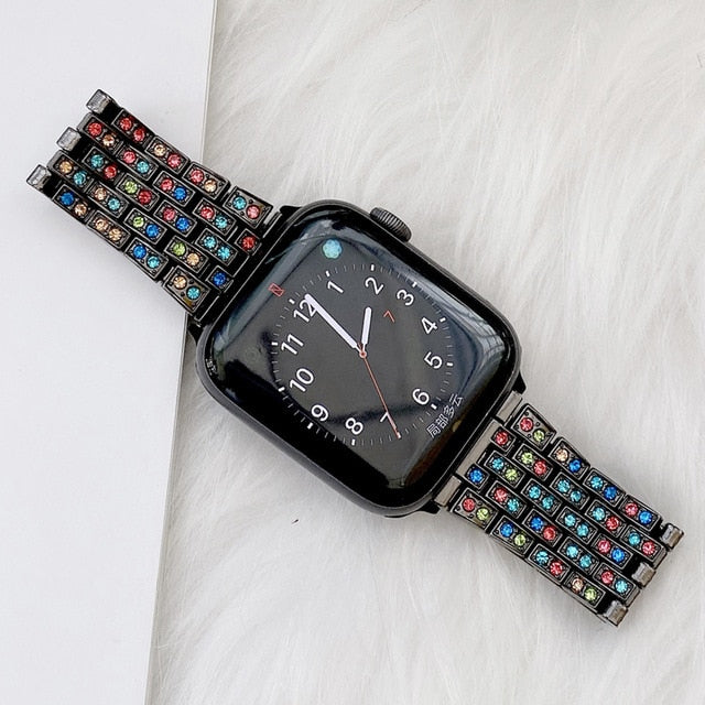 Apple Watch 7 6 5 4 3 Women Style Watch Band Colored Diamond Strap