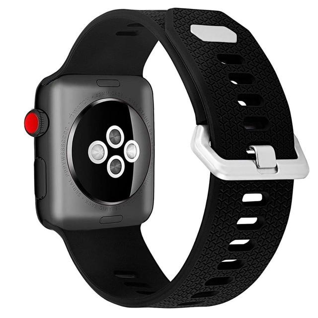 Watchbands Black / 38mm or 40mm rubber Band strap for Apple Watch bands 4 5 40mm 44mm Soft Silicone Sport Breathable Strap for iWatch Series 5 4 3 2 1 38MM 42MM|Watchbands|