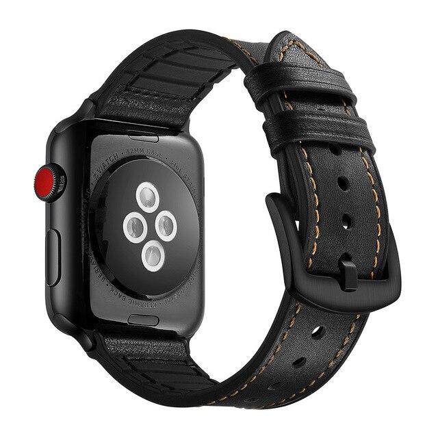 Watchbands Black / 38mm 40mm Silicone Leather strap For Apple watch band apple watch 4 3 44mm 40mm iwatch band series 4/3/2/1 42mm 38MM camouflage bracelet|Watchbands|