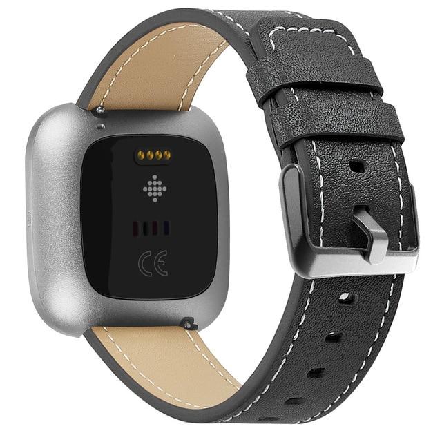 Smart Accessories Black Fitbit Versa/2/lite 23mm Quality Replacement Luxury Leather Watch Strap Classic Wristband For Men Women Smartwatch Bracelet Watchband Unisex