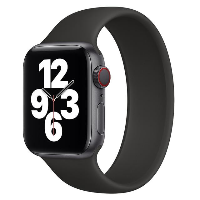 Watchbands Black / 38mm or 40mm / Small 130-150mm Solo Loop Strap for Apple Watch Band 44mm 40mm 42mm 38mm Elastic Belt Silicone bracelet correa watchband iWatch serie 4/5/6/SE/3