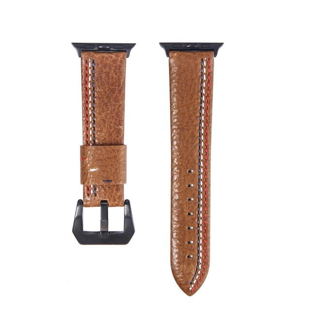 Watchbands Brown / 38mm-40mm Genuine Leather strap for Apple Watch band 44mm 40mm iwatch band 42mm 38mm Suture Bracelet apple watch series 3 4 5 se 6 band|Watchbands