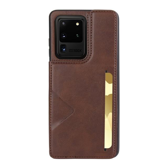 Phone Case & Covers for Samsung S20 / Brown Leather Card Slot Case for Samsung Galaxy Note 20 Ultra S20 S10 S9 Plus Note 9 Case Flip Wallet Cover with Photo Hard Back Cover|Phone Case & Covers|