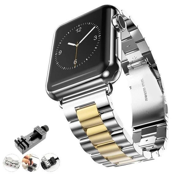 Watchbands Silver Gold w/ Tool / 38mm or 40mm Stainless Steel Strap for Apple Watch Series 6 5 4 Band 38mm 42mm Bracelet Sport Band for iWatch 40mm 44mm strap