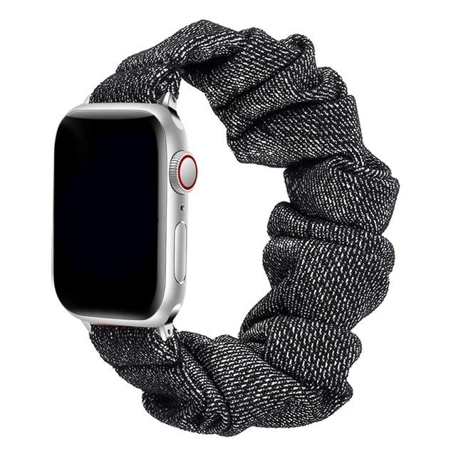 Home silver gold / 38mm or 40mm / S   (119mm-160mm) Scrunchie Strap For Apple watch band 40mm 44mm 42mm 38mm 42 mm Elastic Nylon bracelet Solo Loop iWatch series 6 5 4 3 se band| |