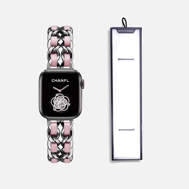 Watchbands silver pink / 38mm or 40mm Stainless Steel luxury Strap For Apple Watch 6 5 4 3 Band 38mm 42mm Bracelet for iWatch series 5 4 3/1 40mm 44mm strap with box|Watchbands|