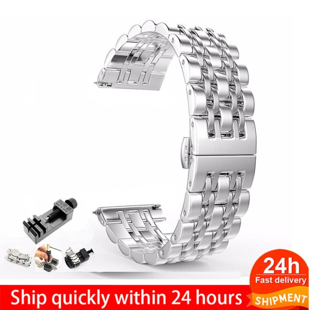 For Samsung Galaxy Watch 3 41 45mm 46mm 42mm for Gear S3 22mm 20mm Amazift Solid Metal Stainless Steel Strap Wristband Bracelet