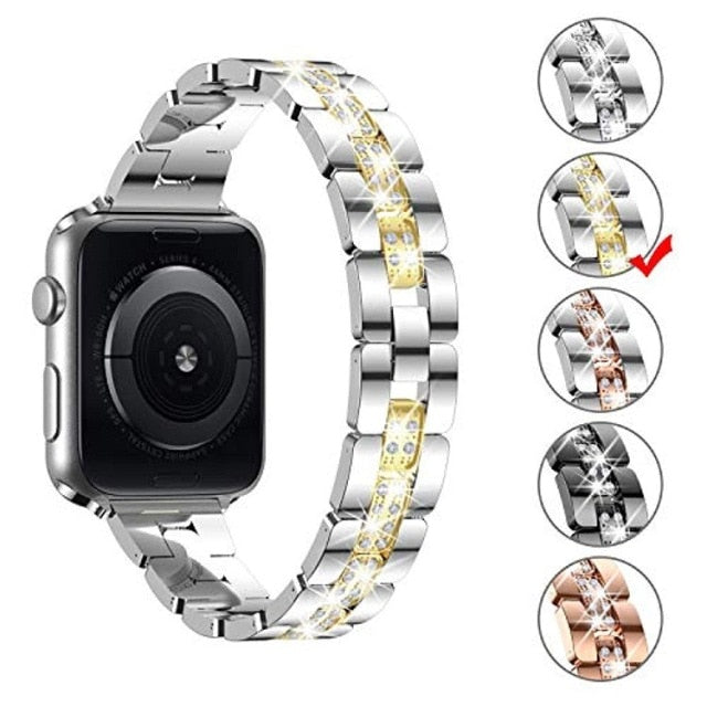 Apple Watch Series 7 6 5 4 High-Quality Metal Wristband Strap Diamond