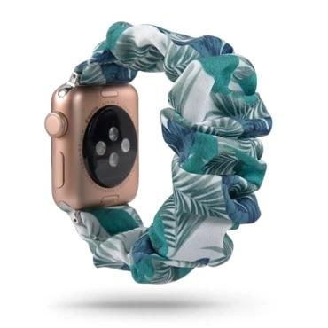 Watchbands Tropical Jade Garden / 38MM or 40MM Copy of Scrunchie Elastic Watch Band for Apple Watch 38mm 40mm 42mm 44mm sport nylon strap for iwatch Series 6 5 4 3 2 1 Bracelet Fabric - USA Fast Shipping