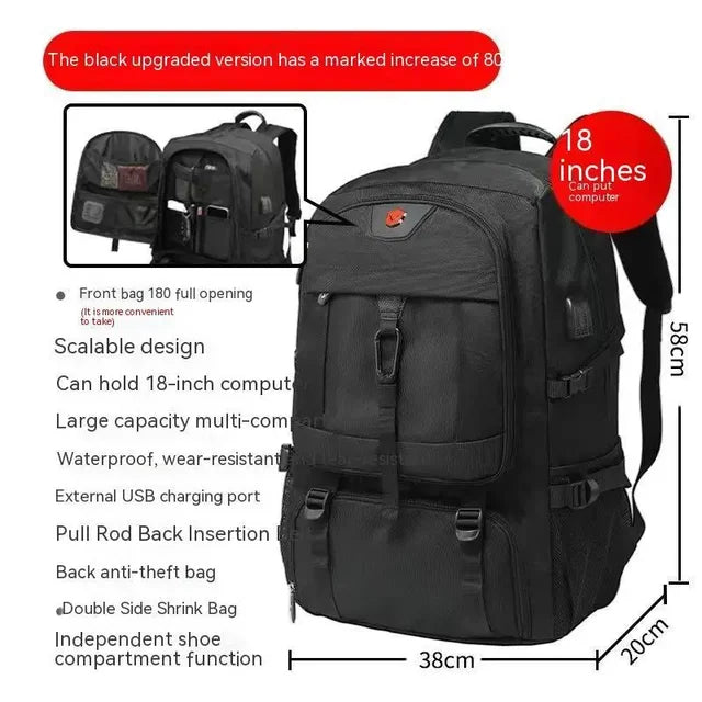 50L 80L Large Travel Backpack Men Casual Separate Shoe Compartment Bus www.Nuroco