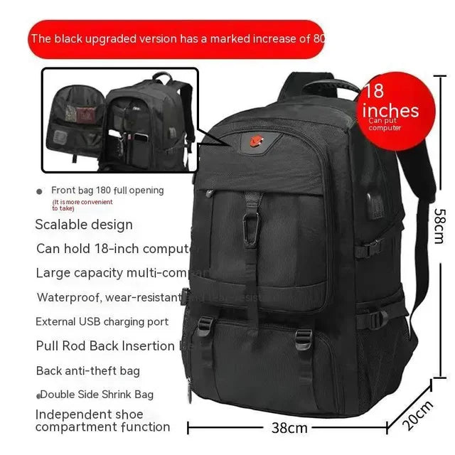 50L 80L Large Travel Backpack Men Casual Separate Shoe Compartment Business Bag Outdoor Sports Waterproof Man Storage Backpacks
