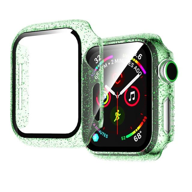 Watch Cases Green / 38mm Glass Cover For Apple Watch Case iWatch 44mm 40mm 42mm 38mm Accessories Jelly Bumper iWatch Screen Protector series 6 5 4 |Watch Cases|