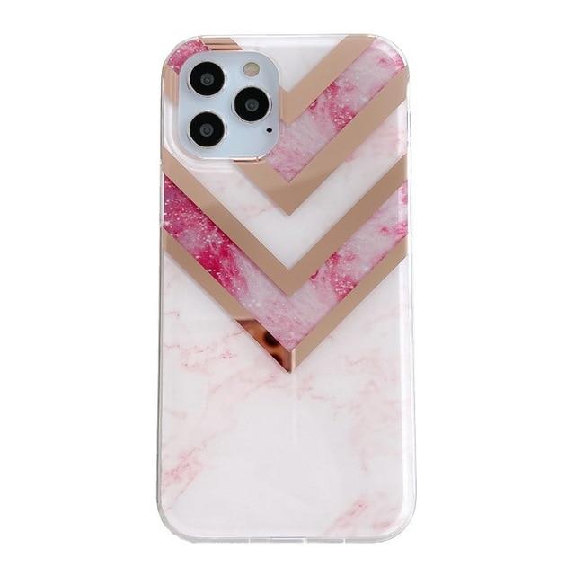 Fitted Cases Green / for iPhone 7 for iPhone 11 12 X XR XS Pro Max Case Stylish Shiny Rose Gold Marble Design Clear Bumper Glossy TPU Soft Rubber Silicone Cover|Fitted Cases|