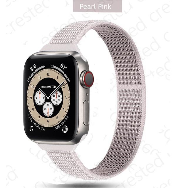 Watchbands 3 pearl pink / 38mm-40mm Slim Strap for Apple watch band 44mm 40mm 42mm 38mm smartwatch wristband Nylon Sport Loop bracelet iWatch series 5 3 4 se 6 band|Watchbands|