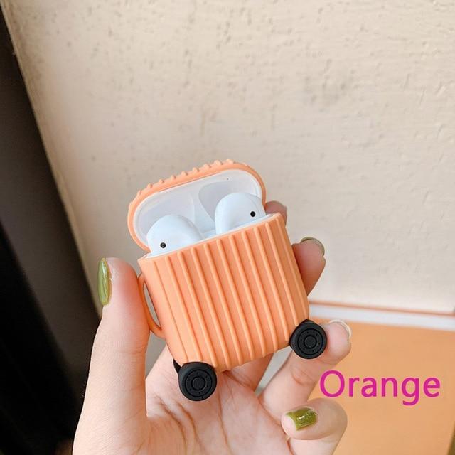 Earphone Accessories Orange Apple Airpods Cover Soft Silicone strunk lovely Shockproof Case for AirPods Thickening Earphone anti-drop Protector Case - US Fast Shipping