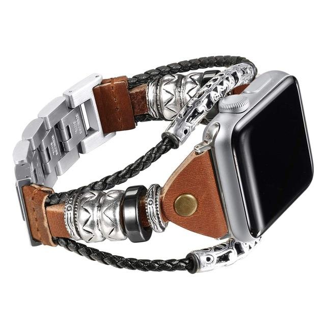 Watchbands C-brown / 38mm Leather loop Band For Apple Watch Series 6 5 4 3 SE Bracelet Handmade Natural Genuine Leather strap For iWatch 38mm 42mm 40/44mm|Watchbands|