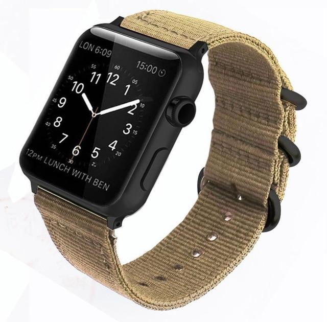 Watchbands Khaki / 38mm 40mm Nato strap For Apple watch band apple watch 5 3 4 band 44mm 40mm 42mm 38mm iwatch band correa woven nylon Bracelet Watchband|Watchbands