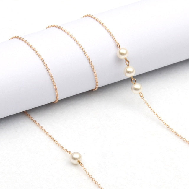 Anti Lost Chains For AirPods Snake Imitation Pearl Glasses Lanyard Chain For Women Creative Metal Necklace Accessories Jewelry| |