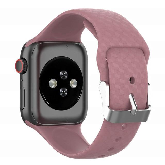 Watchbands Lilac / 38mm or 40mm 3D Texture Strap for Apple watch band 44mm 40mm Sport Silicone belt watchband bracelet iWatch 38mm 42mm series 3 4 5 se 6 band|Watchbands|