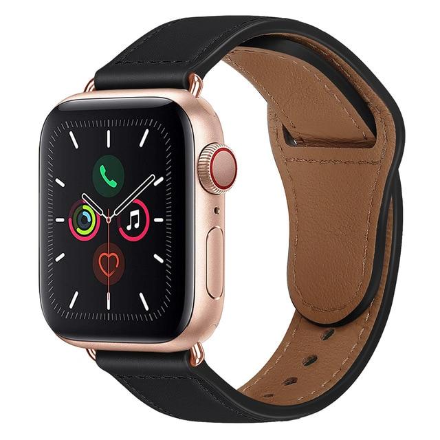 Watchbands R Black / 38mm or 40mm Genuine Leather strap For Apple watch band 44 mm 40mm for iWatch 42mm 38mm bracelet for Apple watch series 5 4 3 2 38 40 42 44mm|Watchbands|