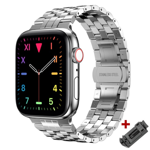 Premium Steel Metal Strap for Apple Watch Band Series 7 6 5 4 Bracelet iWatch 38mm 40mm 41mm 42mm 44mm 45mm Men Wristband|Watchbands|