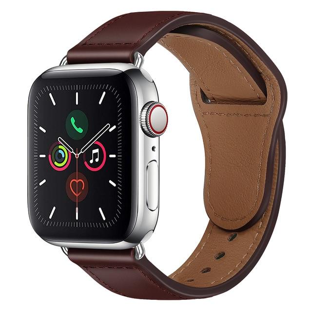 Watchbands S Red Brown / 38mm or 40mm Genuine Leather strap For Apple watch band 44 mm 40mm for iWatch 42mm 38mm bracelet for Apple watch series 5 4 3 2 38 40 42 44mm|Watchbands|