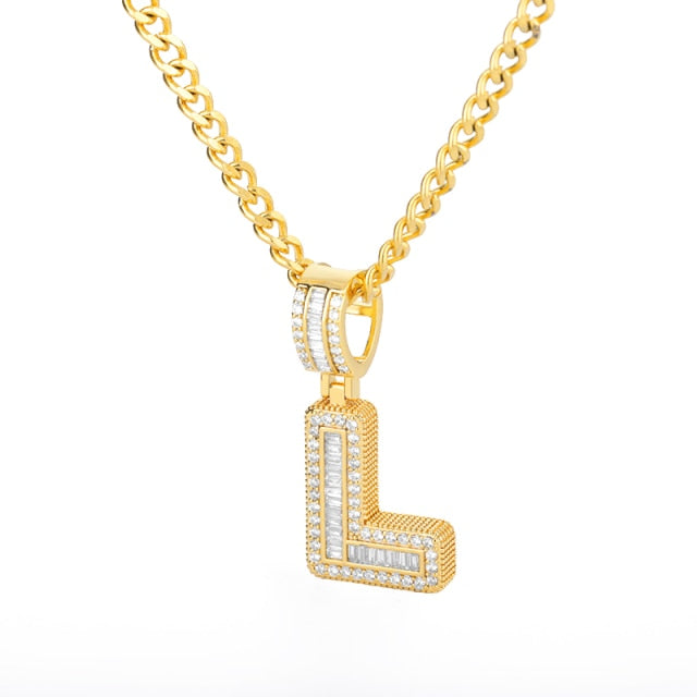 Bling Savage Initial Letters Necklace for Women Stainless Steel 26 A Z Pendant Shiny Ice Out Chain Necklace Hip Hop Men Jewelry |Pendant Necklaces|