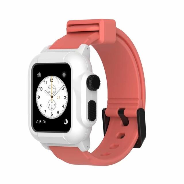 Watchbands Rose White case / 44mm  series 5 4 Waterproof strap for apple Watch 5 band 44mm 40m iWatch band 42mm Full Protector case+Luminous bracelet for apple watch 3 4 38mm|Watchbands|
