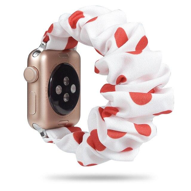 Watchbands Polka Sunburst / 38MM or 40MM Scrunchie Elastic Watch Band for Apple Watch 5 4 Band 38mm/40mm sport nylon strap 42mm/44mm Series 5 4 3 2 1 Bracelet Fabric