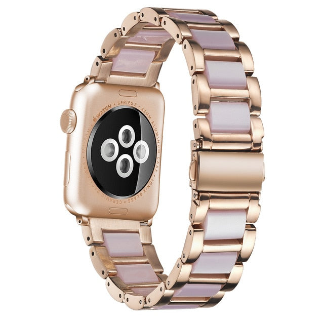 Resin + Metal Strap For Apple Watch ultra Band 49mm 41mm 45 44 40 42 38 mm Woman Girl Band For Iwatch Series 8 7 6 Se 5 4 3 2| |
