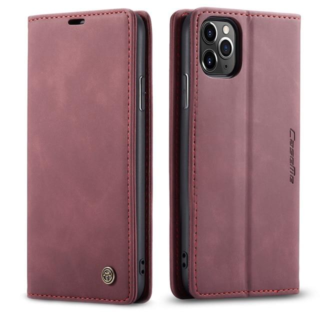 Wallet Cases for iPhone 11Pro Max / RED Leather Case for iPhone 12 11 Pro X XR XS Max,CaseMe Retro Purse Luxury Magneti Card Holder Wallet Cover For iPhone 8 7 6 Plus 5|Wallet Cases|