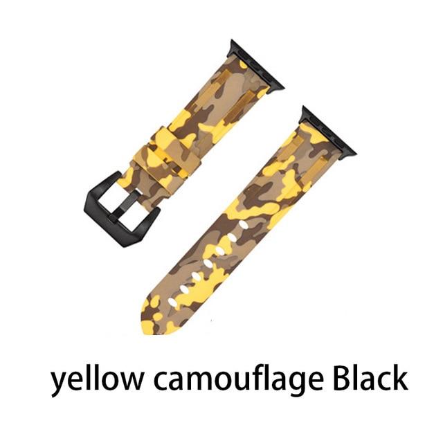Watchbands Camouf yellow black / 38MM or 40MM Camouflage Silicone Strap for Apple Watch 5 4 Band 44 Mm 40mm Sport Watchband Bracelet For IWatch Band 38mm 42mm Series 5 4 3 2|Watchbands|