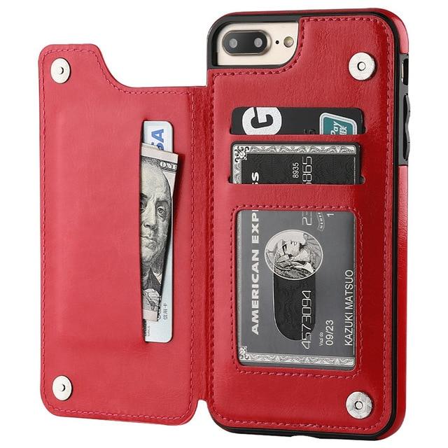 Fitted Cases for iPhone 6 6s / Red Business Wallet Cases For iPhone 12 Mini 11 Pro XS Max XR X Cover Retro Flip Leather Phone Case For iPhone 6S 6 7 8 Plus SE 2020|Fitted Cases|