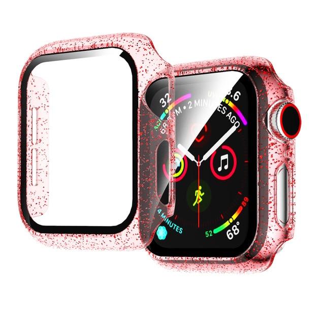 Watch Cases Red / 38mm Glass+Cover For Apple Watch case 44mm 40mm 42mm 38mm Accessories Jelly bumper iWatch Screen Protector apple watch series 5 4 3|Watch Cases|