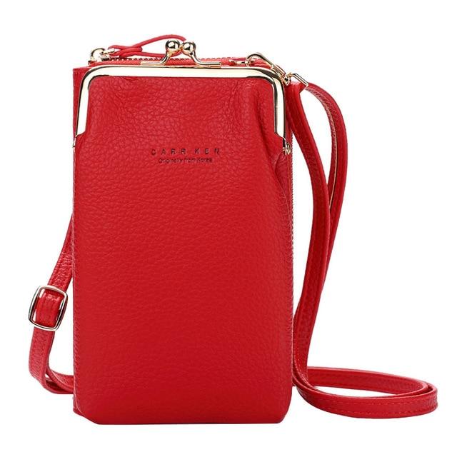Home Red Brand Crossbody Bags Touch Screen Cell Phone Purse Bag Smartphone Wallet Metal Leather Shoulder Strap Handbag Women Bag