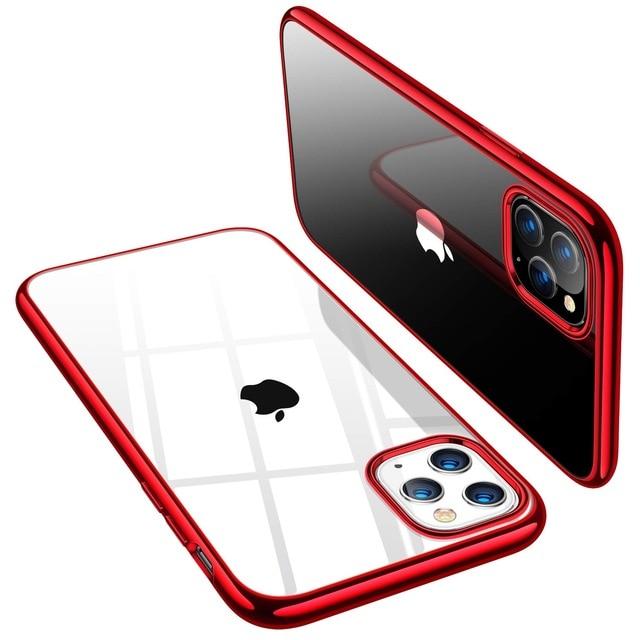 Fitted Cases for iPhone XR / Red Cases for iPhone 12 11 Pro Max Xs XR ,Ultra Slim Thin Clear Soft Premium Flexible Chrome Bumper Transparent TPU Back Plate Cover|Fitted Cases|
