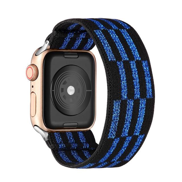 Watchbands Blue-Black / 38mm 40mm S-M Elastic Nylon Solo Loop Strap for Apple Watch Band 6 38mm 40mm 42 mm 44 mm for Iwatch Series 6 5 4 3 2 Watch Replacement Strap|Watchbands|