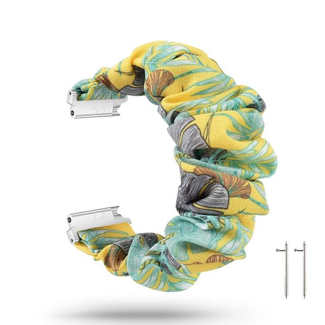 Watchbands 82 Tropical Banana Yellow Tropical Banana Scrunchies Elastic Soft Fabric Smart Watch Stretchable Band for Fitbit Versa/2/Lite ladies hair Wristband Watchbands